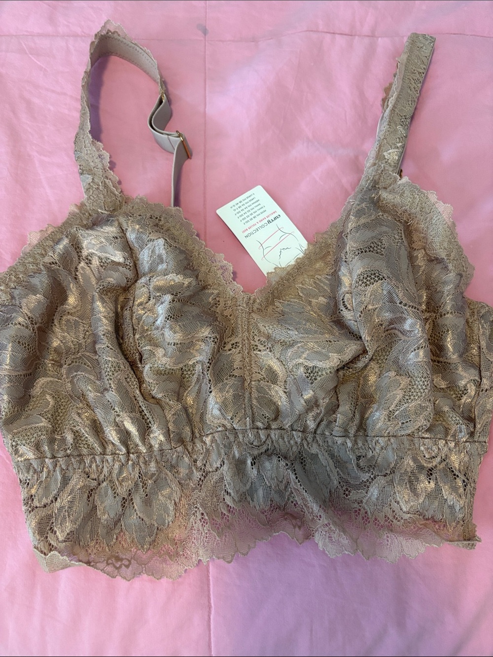 Cosabella curvy Natalia bralette taupe tan lace bra small
